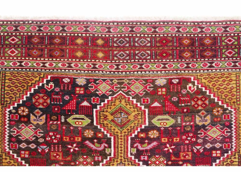 Traditional Anatolia Brown Rug  Geometric Handknotted, Semi-old 6.9x4.3 ft