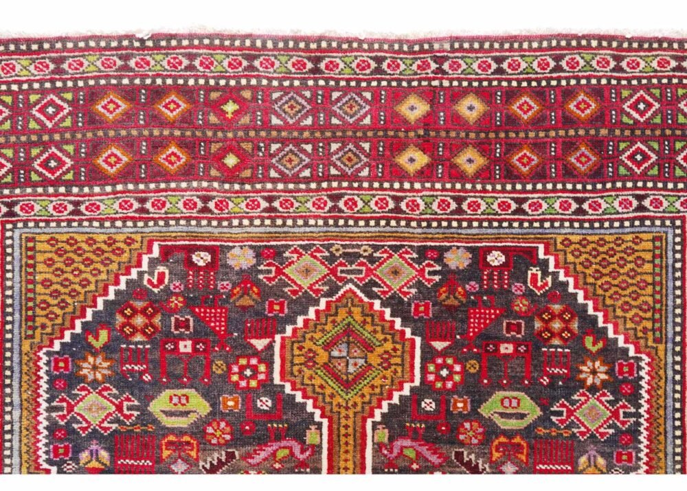 Traditional Anatolia Brown Rug  Geometric Handknotted, Semi-old 6.9x4.3 ft