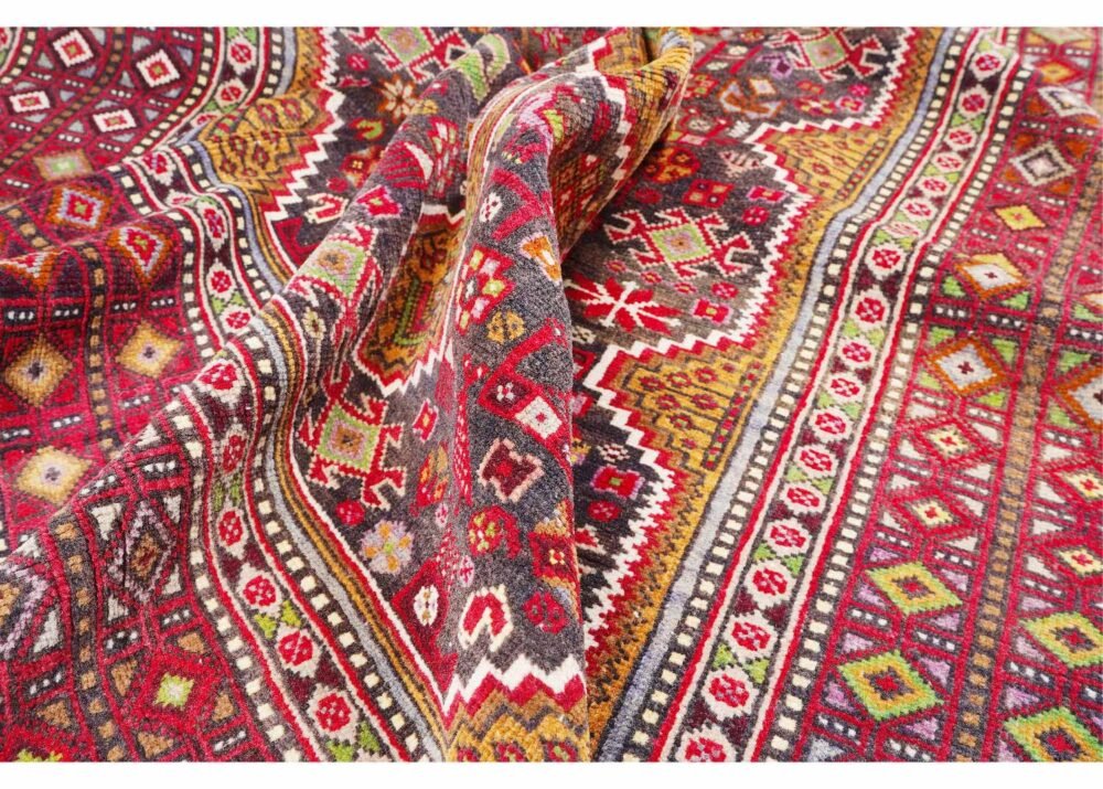 Traditional Anatolia Brown Rug  Geometric Handknotted, Semi-old 6.9x4.3 ft
