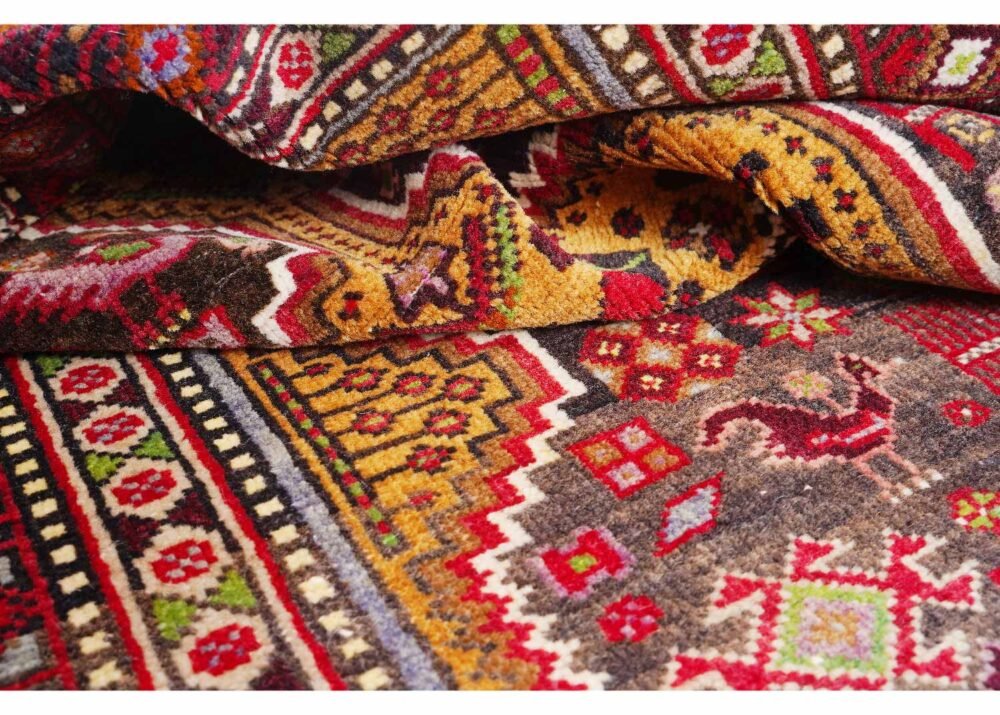 Traditional Anatolia Brown Rug  Geometric Handknotted, Semi-old 6.9x4.3 ft