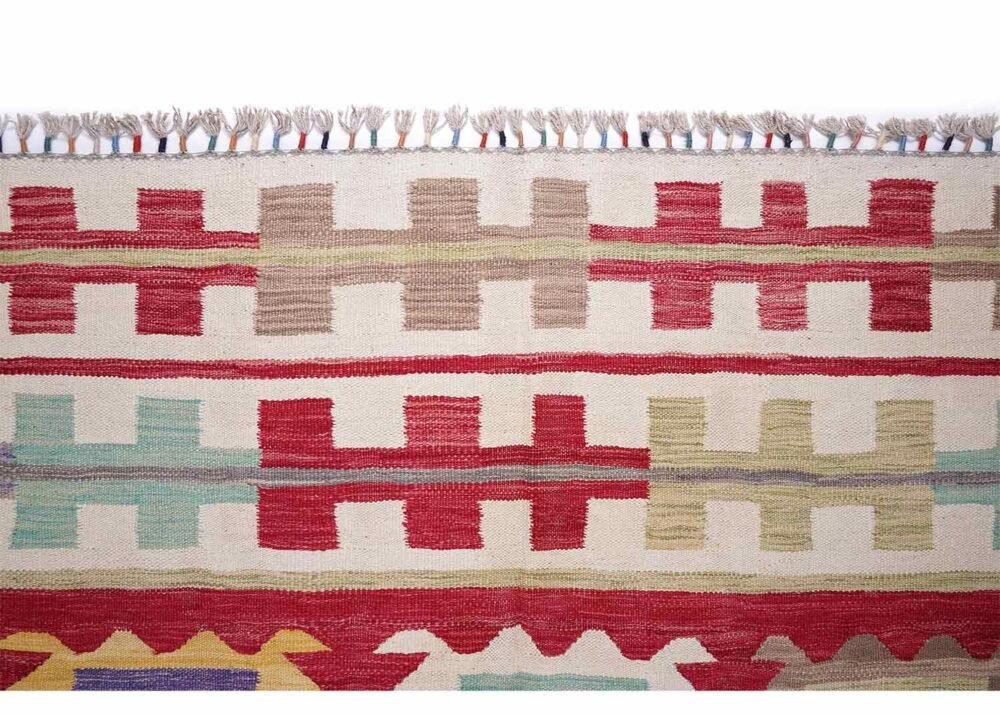 Traditional Flatweave Wool Rug Handwoven 8x5.8 ft Kilim