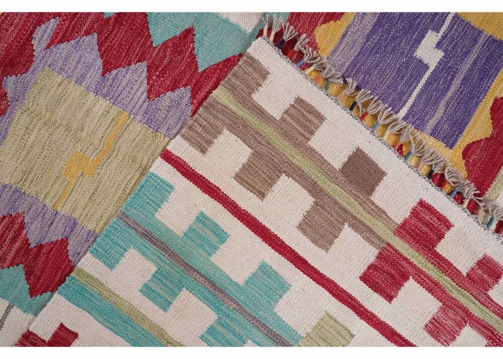 Traditional Flatweave Wool Rug Handwoven 8x5.8 ft Kilim