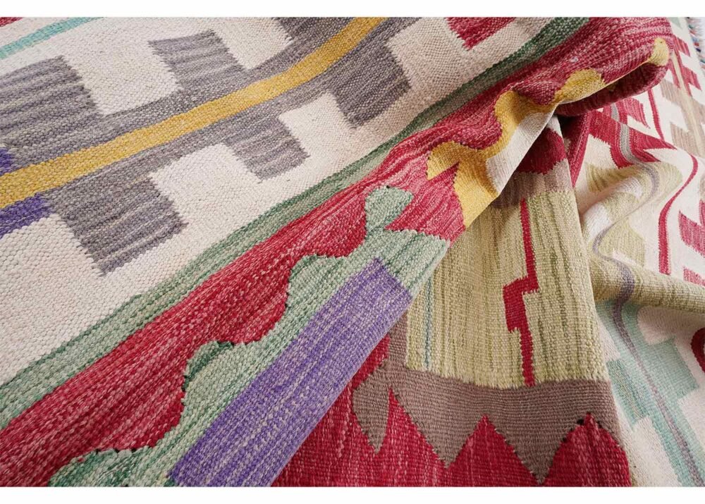 Traditional Flatweave Wool Rug Handwoven 8x5.8 ft Kilim
