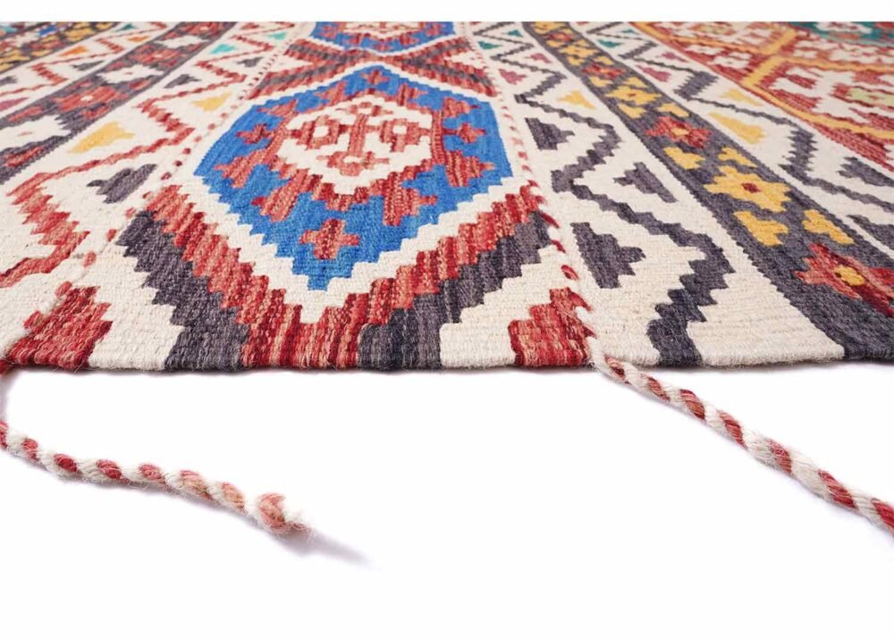 Traditional Kilim Rug Handwoven with Wool 8x5.6 ft Geometric Pattern