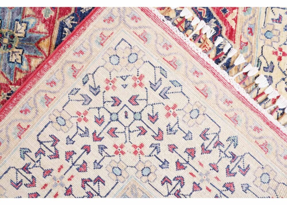 Traditional Memluk Geometric Pattern Beige Red Rug 9.7x6.6 ft