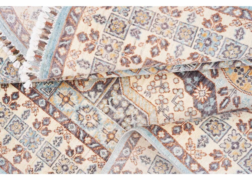 Traditional Memluk Rug Beige Brown - Geometric Pattern 6.5x4.9 ft