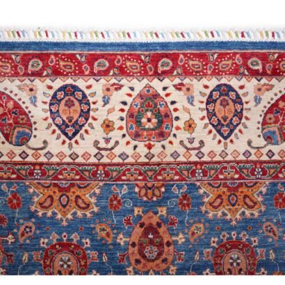 Traditional Oriental Blue Beige Area Rug Hand-Knotted Sultani 9x6 ft - Rugs 1