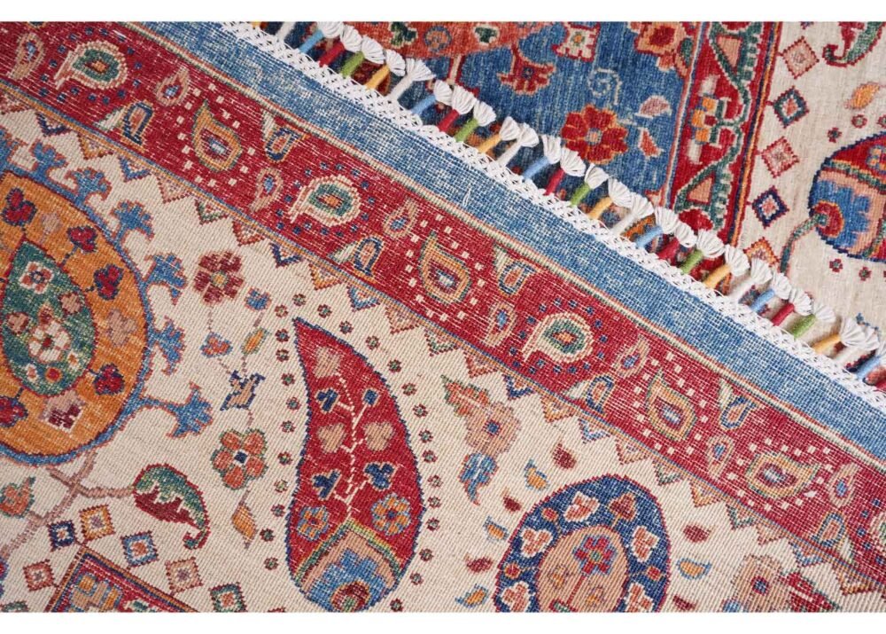 Traditional Oriental Blue Beige Area Rug Hand-Knotted Sultani 9x6 ft - Rugs 1