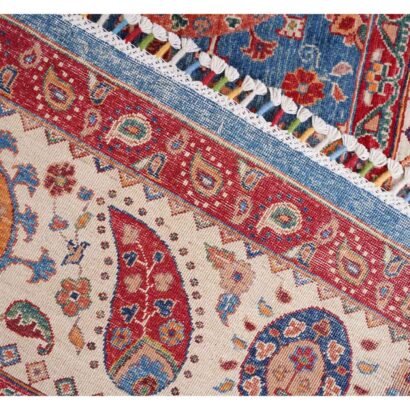 Traditional Oriental Blue Beige Area Rug Hand-Knotted Sultani 9x6 ft - Rugs 1