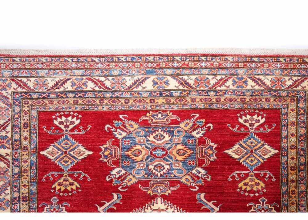 Traditional Red Square Rug - Hand-Knotted Sherwan 6.4x6.6 ft