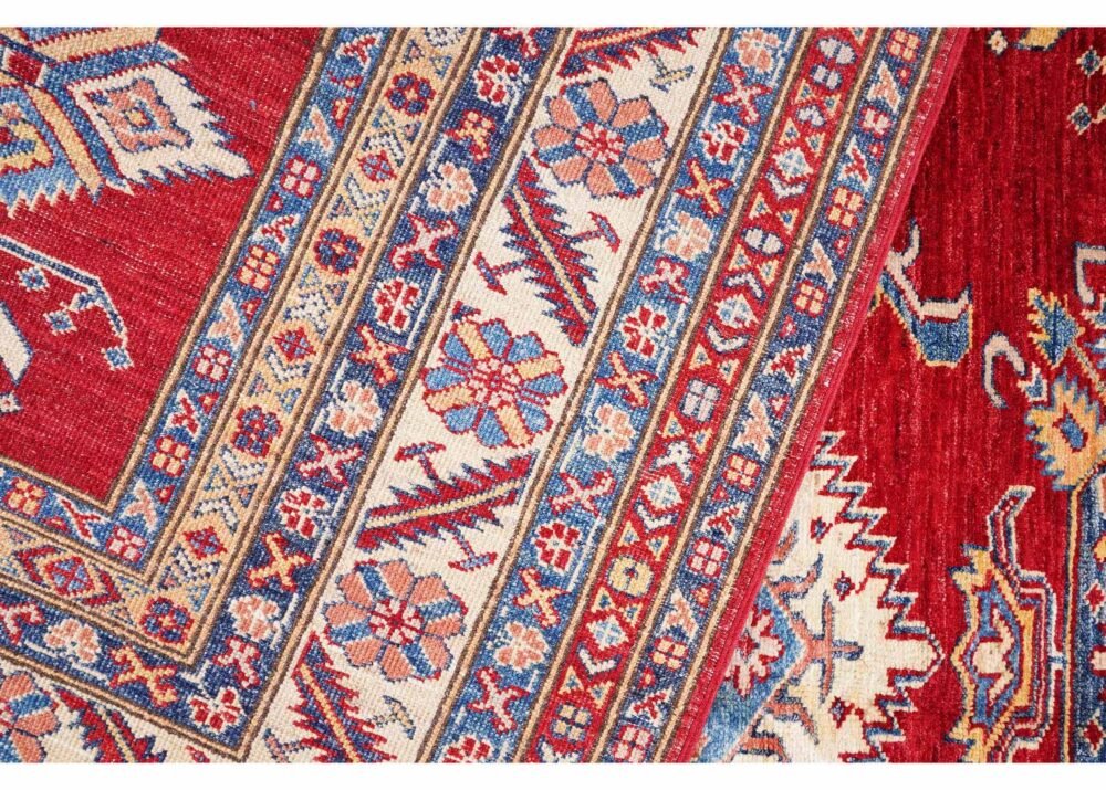 Traditional Red Square Rug - Hand-Knotted Sherwan 6.4x6.6 ft