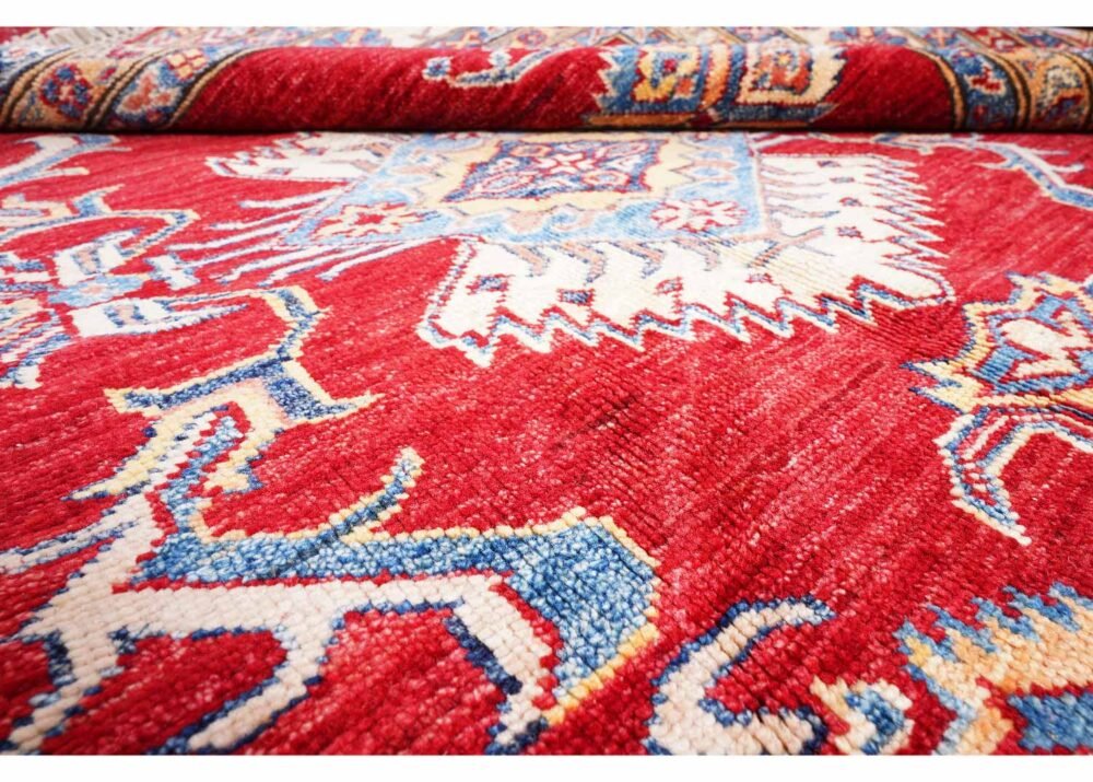 Traditional Red Square Rug - Hand-Knotted Sherwan 6.4x6.6 ft