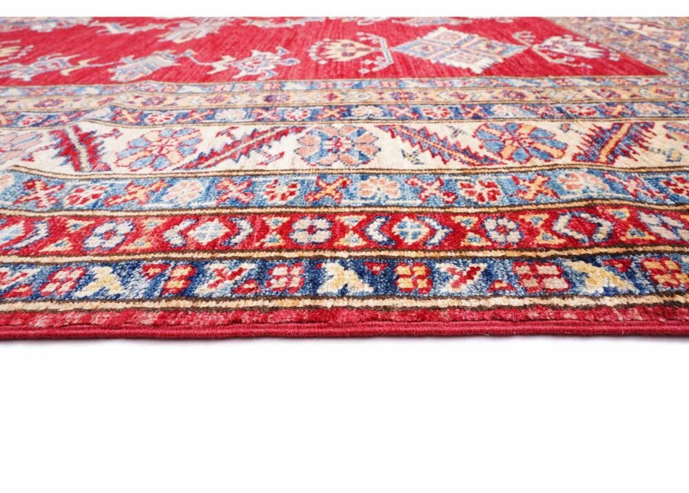 Traditional Red Square Rug - Hand-Knotted Sherwan 6.4x6.6 ft