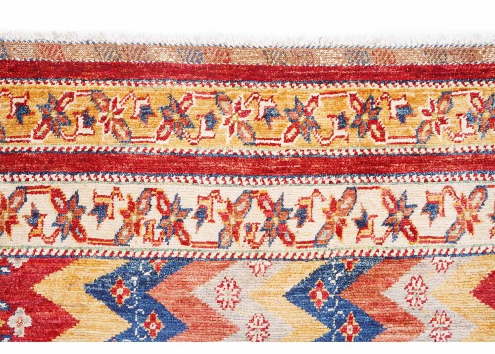 Traditional Shawl Striped Area Rug Hand-Knotted with Wool 6.5x5 ft