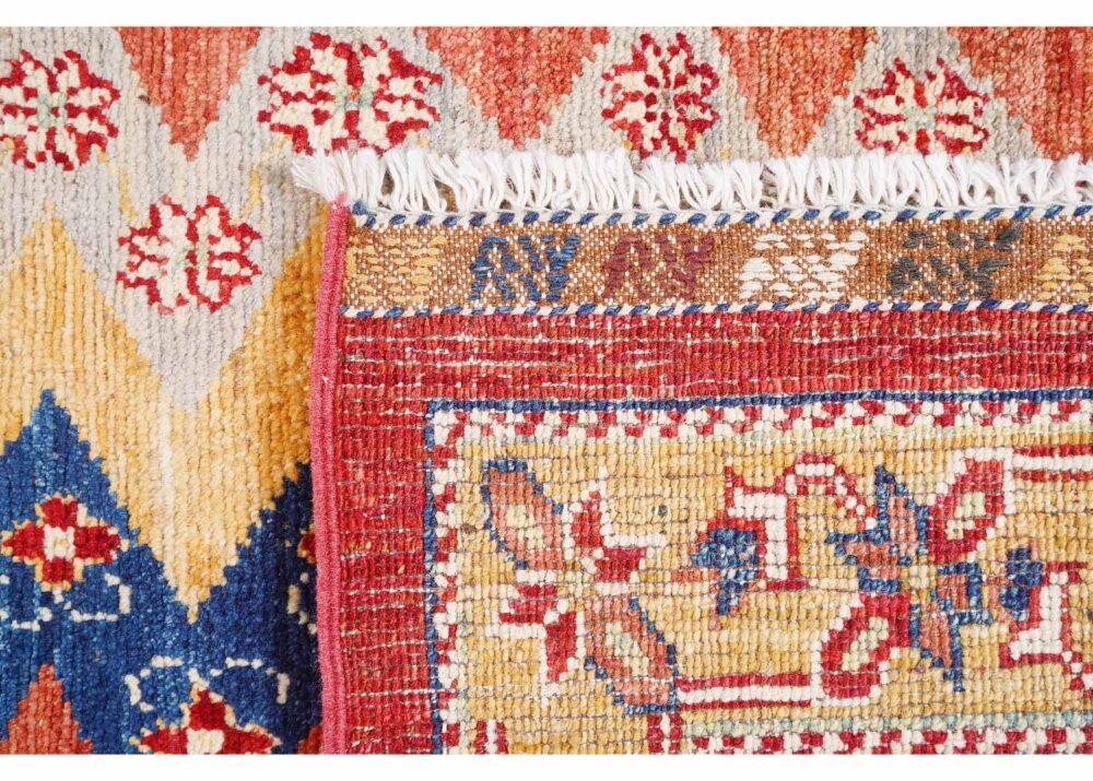 Traditional Shawl Striped Area Rug Hand-Knotted with Wool 6.5x5 ft