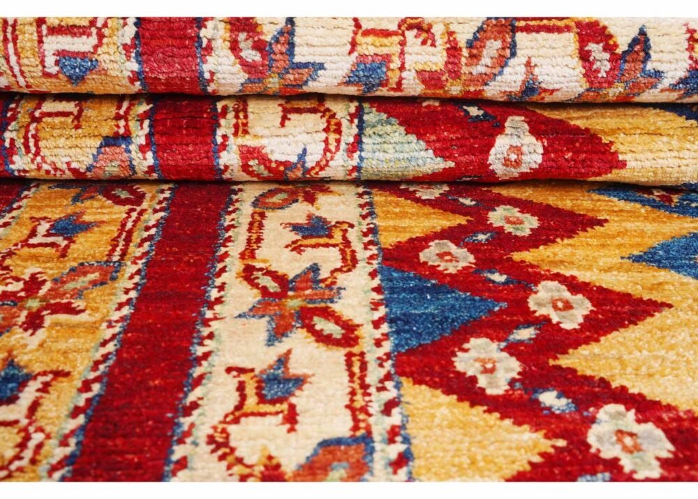 Traditional Shawl Striped Area Rug Hand-Knotted with Wool 6.5x5 ft