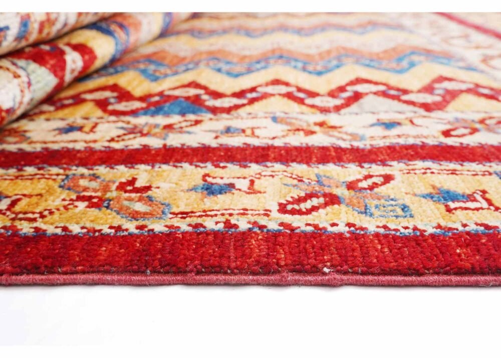 Traditional Shawl Striped Area Rug Hand-Knotted with Wool 6.5x5 ft
