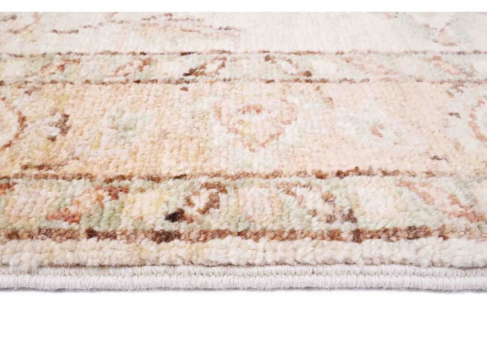 Traditional Small Beige Rug Handknotted Floral Usak 2.7x2 ft