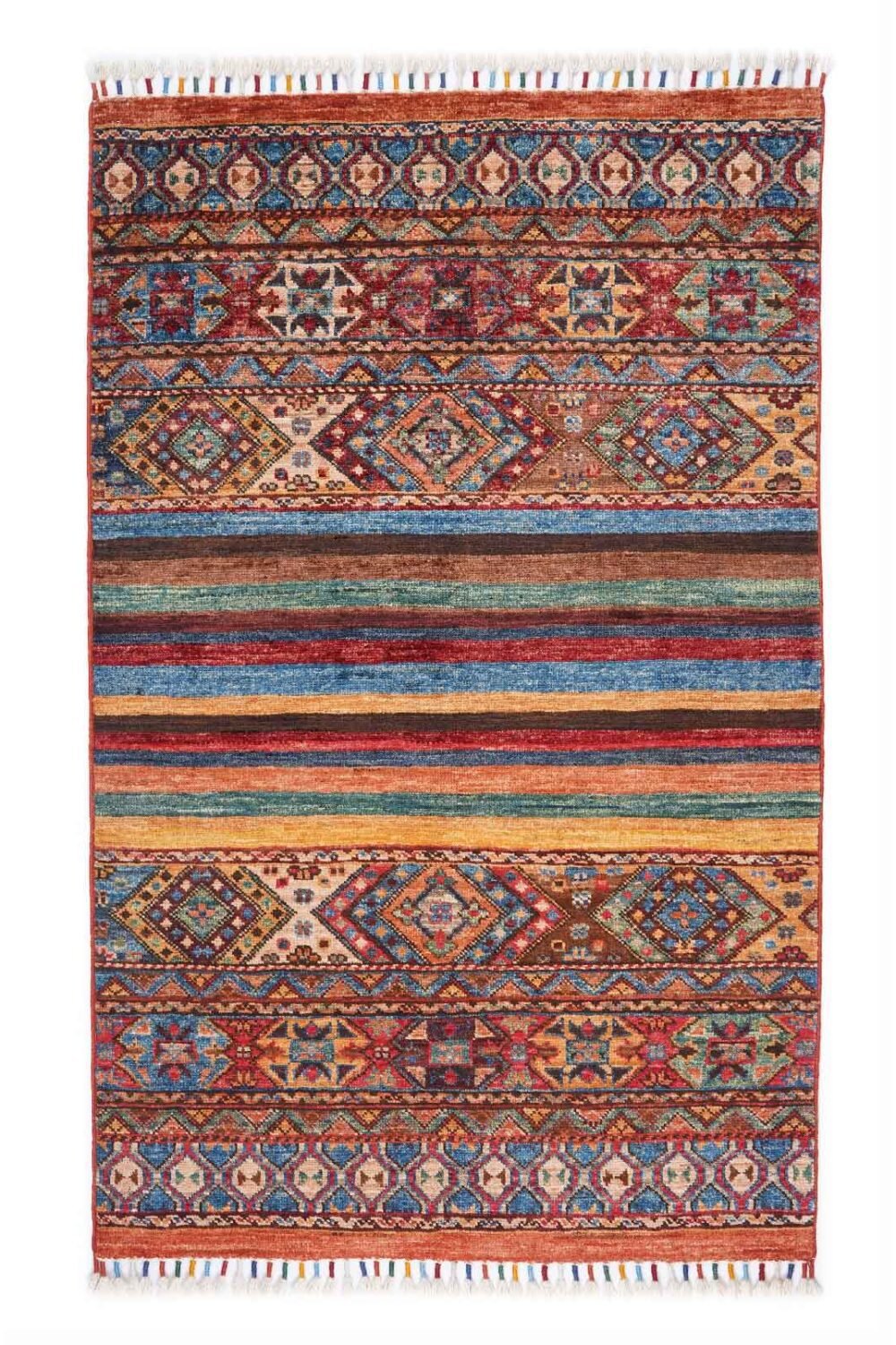 Traditional Sultani Multicolor Striped Carpet for Small Areas 4.4x2.7 ft - Rugs 1