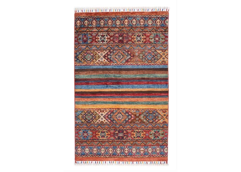 Traditional Sultani Multicolor Striped Carpet for Small Areas 4.4x2.7 ft - Rugs 1