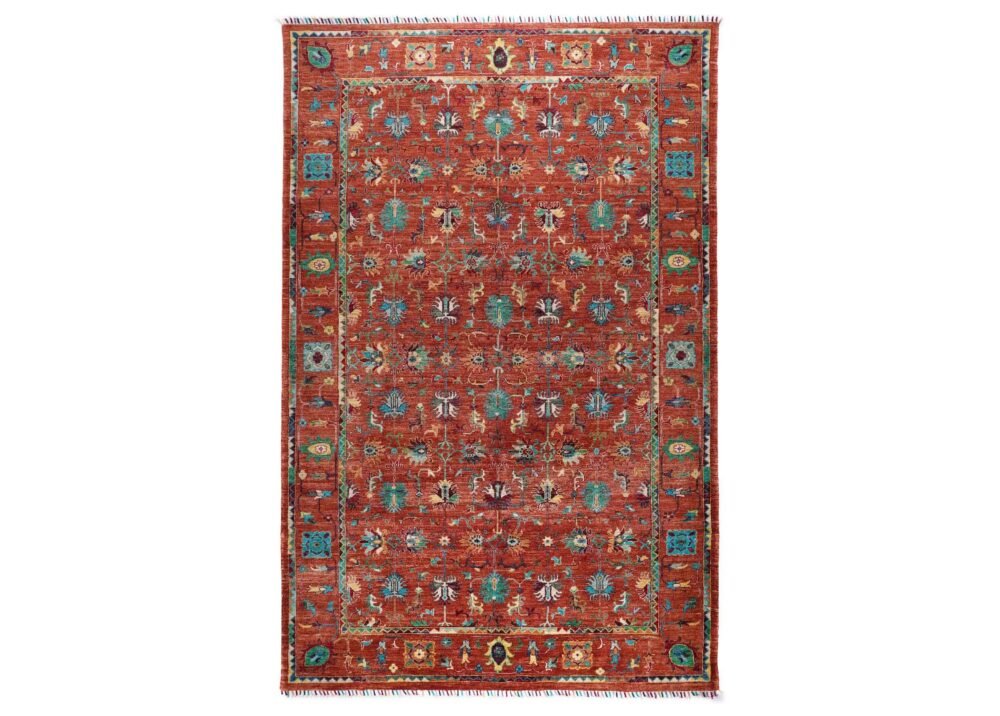 Traditional Sultani Orange Outdoor Rug Oriental Pattern 10x6.8 ft - Rugs 1