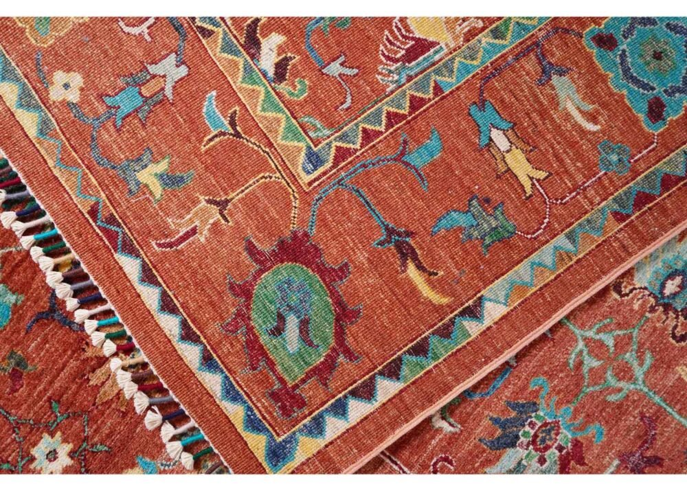 Traditional Sultani Orange Outdoor Rug Oriental Pattern 10x6.8 ft - Rugs 1