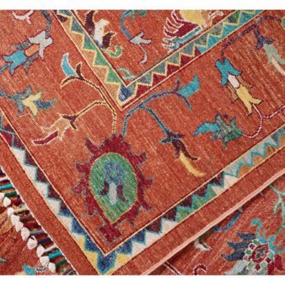 Traditional Sultani Orange Outdoor Rug Oriental Pattern 10x6.8 ft - Rugs 1