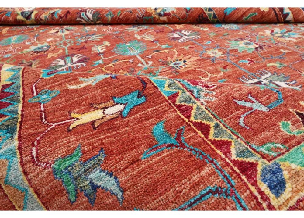 Traditional Sultani Orange Outdoor Rug Oriental Pattern 10x6.8 ft - Rugs 1