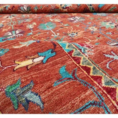 Traditional Sultani Orange Outdoor Rug Oriental Pattern 10x6.8 ft - Rugs 1