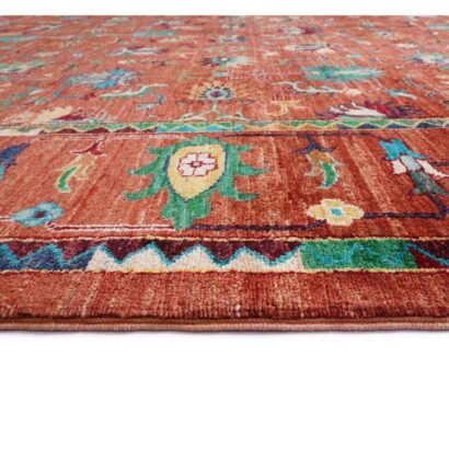 Traditional Sultani Orange Outdoor Rug Oriental Pattern 10x6.8 ft - Rugs 1
