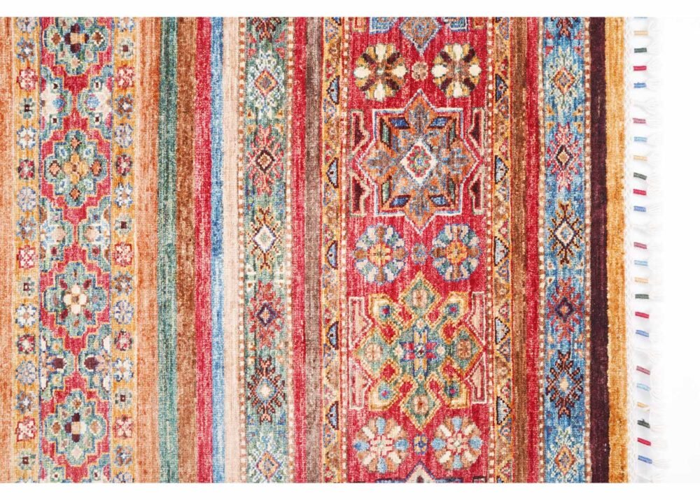 Tranditional Orange and Red Rug Handknotted Area For living 3.3x3 ft
