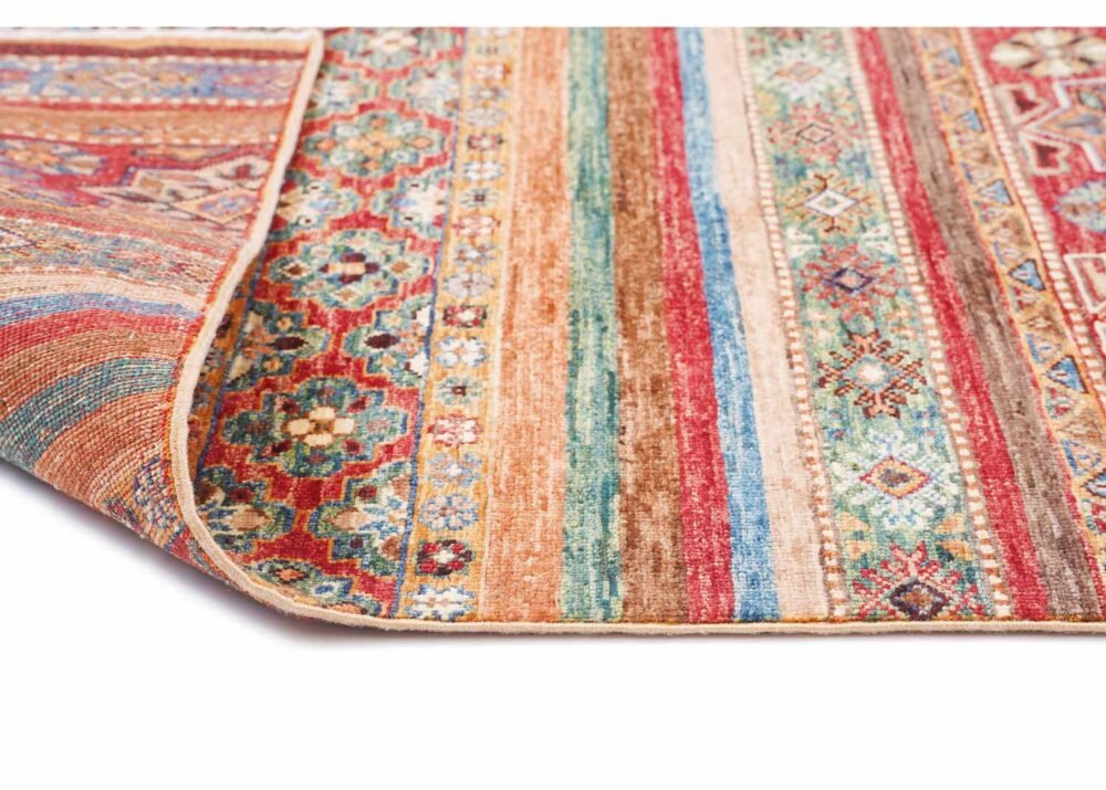 Tranditional Orange and Red Rug Handknotted Area For living 3.3x3 ft