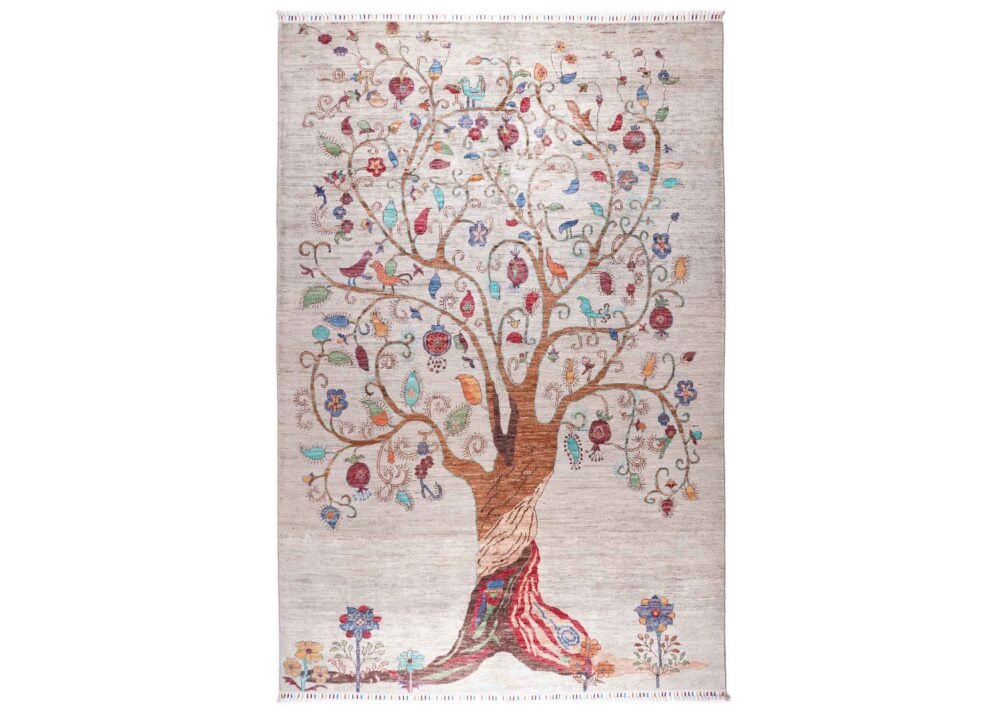 Tree of Life Carpet Hand-Knotted Traditional Beige Sultani 9.7x6.6x ft - Rug 1