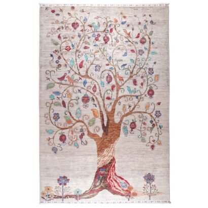 Tree of Life Carpet Hand-Knotted Traditional Beige Sultani 9.7x6.6x ft - Rug 1