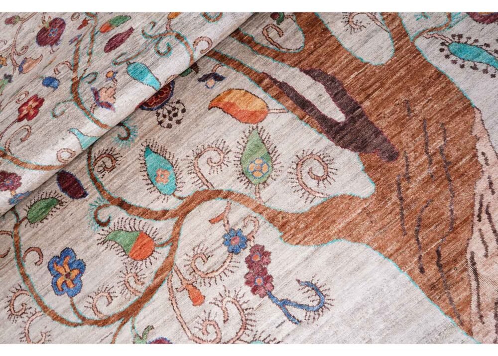 Tree of Life Carpet Hand-Knotted Traditional Beige Sultani 9.7x6.6x ft - Rug 1