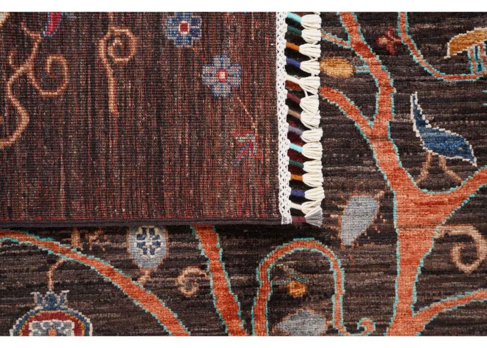 Tree of Life Rug Hand-Knotted Traditional Brown Sultani 6.7x5.1 ft - Rug 1