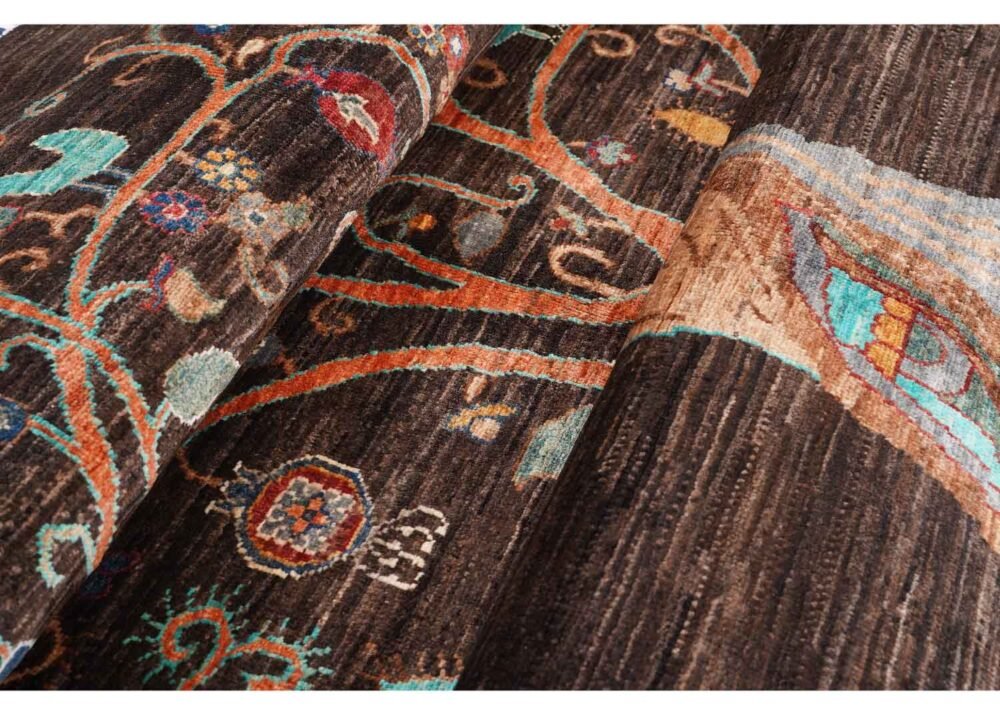 Tree of Life Rug Hand-Knotted Traditional Brown Sultani 6.7x5.1 ft - Rug 1