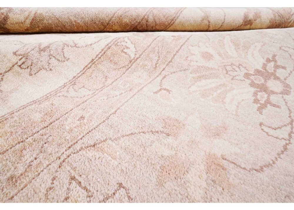 Usak Brown Beige Rug Handknotted Floral Pattern 11.8x8.7 ft