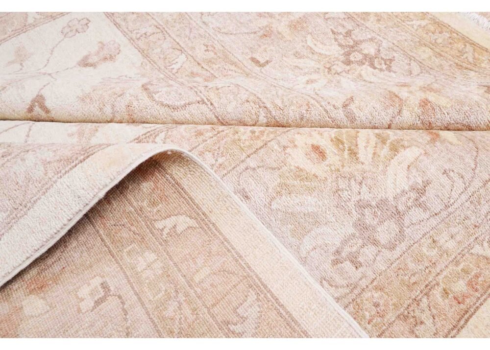 Usak Brown Beige Rug Handknotted Floral Pattern 11.8x8.7 ft