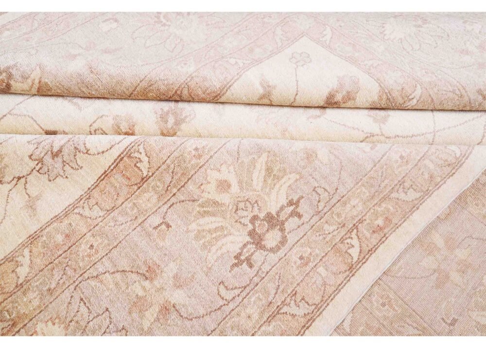 Usak Brown Beige Rug Handknotted Floral Pattern 11.8x8.7 ft