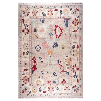Usak Oriental Rug Beige Hand-Knotted Traditional 11x9.1 ft XL - Rugs 1