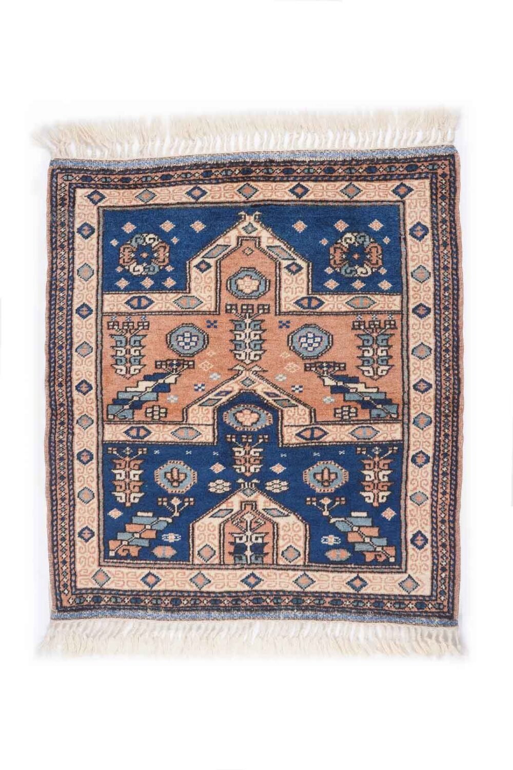 Vintage Small Square Rug 3.3x3 ft Traditional Wool Yoruk - Rug 1