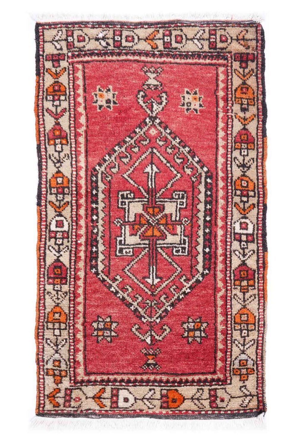 Washable Vintage Red Rugs for Dining Room 3x1.8 ft Traditional Konya - Rug 1