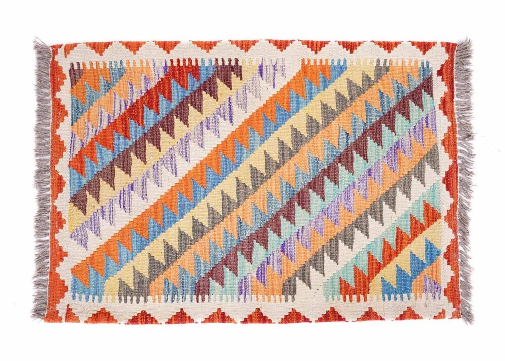 Geometric Scandinavian Pillow Kilim, Handwoven from Wool 2x3ft