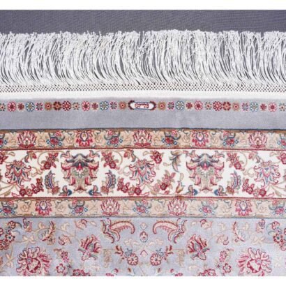 Grey and Beige Area Rug 4.9x2.9 ft Medallion Bamboo Silk - Rugs 1