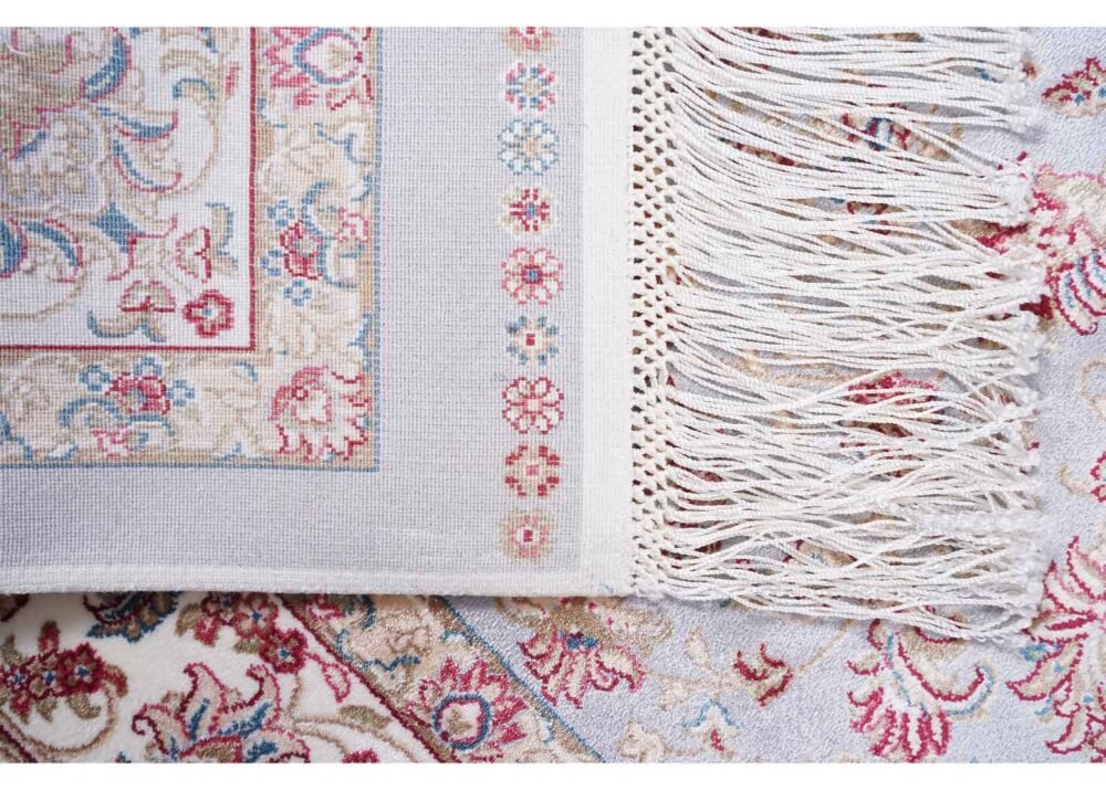 Grey and Beige Area Rug 4.9x2.9 ft Medallion Bamboo Silk - Rugs 1