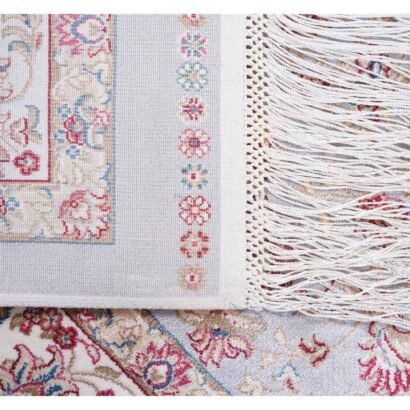 Grey and Beige Area Rug 4.9x2.9 ft Medallion Bamboo Silk - Rugs 1