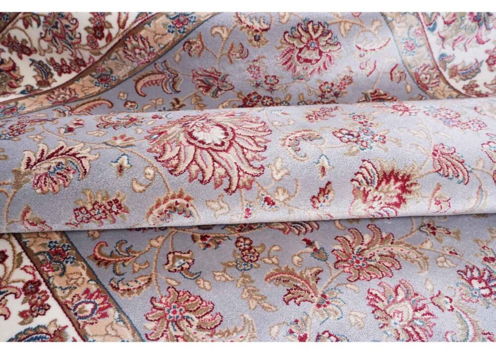 Grey and Beige Area Rug 4.9x2.9 ft Medallion Bamboo Silk - Rugs 1