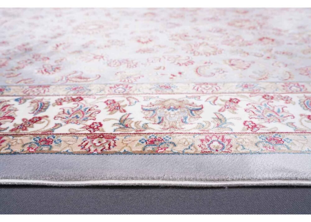 Grey and Beige Area Rug 4.9x2.9 ft Medallion Bamboo Silk - Rugs 1