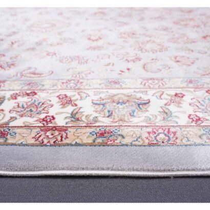 Grey and Beige Area Rug 4.9x2.9 ft Medallion Bamboo Silk - Rugs 1